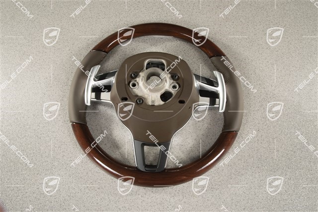 Steering wheel, multi-function, heating, Selector lever, leather Saddle brown, Mahogany Yachting