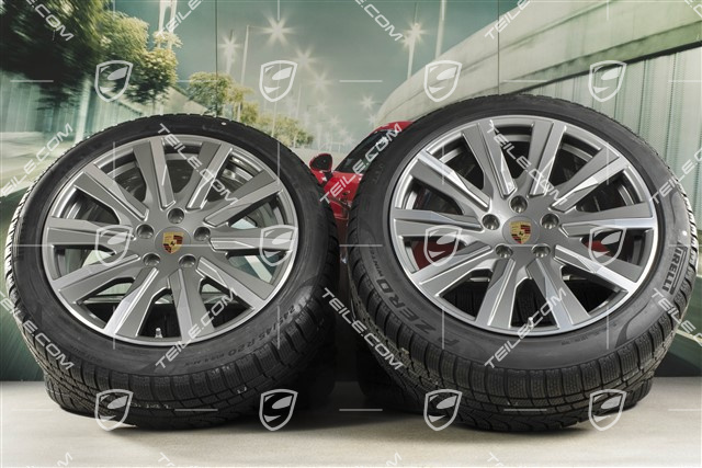 20" Taycan Tequipment Design Winterräder Satz, Felgen 9J x 20 ET54 + 11J x 20 ET60 + NEUE Pirelli Winterreifen 245/45 R20 + 285/40 R20