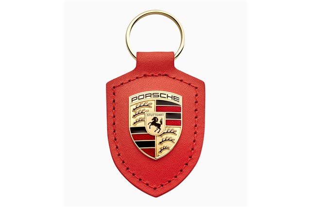 Schlüsselanhänger Wappen „Driven by Dreams“ – 75Y Porsche, lavaorange