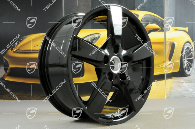 19" Komplet felg Cayman S, 8J x 19 x ET 57 + 9,5J x 19 x ET 45, czarny wysoki połysk