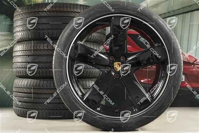 21-inch "Sport Classic" black (high gloss) summer wheels set, rims 9J x 21 ET26 + 10J x 21 ET19 + NEW Continental summer tyres 265/40 R 21 + 295/35 R 21, with TPMS