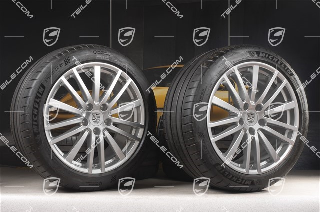 20-inch Panamera Design summer wheel set, rims 9,5J x 20 ET71 + 11,5J x 20 ET68 + NEW Michelin summer tires 275/40 ZR20 + 315/35 ZR20, with TPM