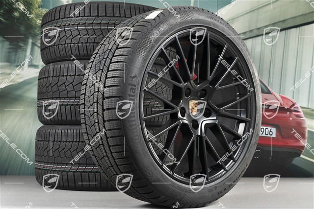 21-inch Cayenne RS Spyder winter wheel set, rims 9,5J x 21 ET46 + 11,0J x 21 ET58 + Continental winter tyres 275/40 R21 + 305/35 R21, with TPMS, black satin matt