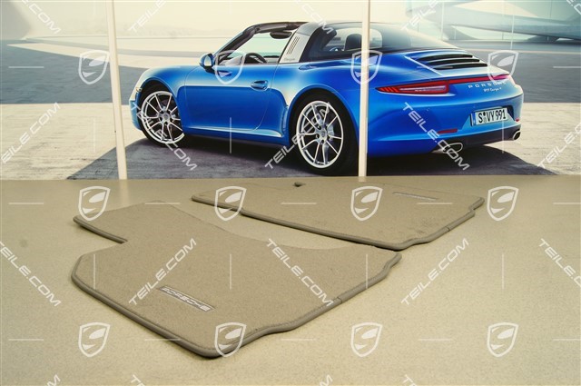 Floor mat set, Cayman and 997 cabrio with BOSE sound system, right-hand drive / UK-version, Stone Grey