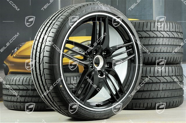 20" summer wheel set SportDesign Black Exclusive, wheel 8,5J x 20 ET51 + 11J x 20 ET52 + Tyres 245/35 ZR20 + 305/30 ZR20, without TPMS