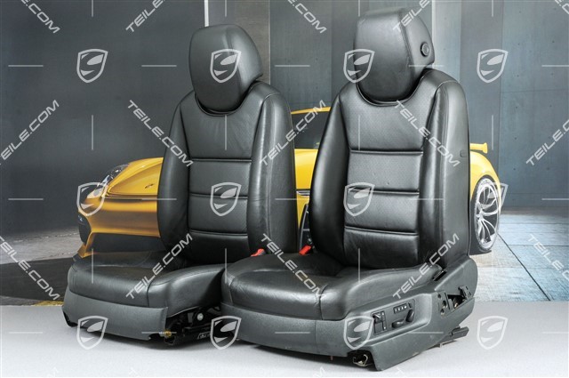 Seats, elect. adjustment, heating, memory, lumbar, leather, black, set (L+R)