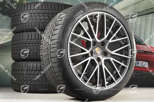 21-inch Cayenne RS Spyder winter wheel set, rims 9,5J x 21 ET46 + 11,0J x 21 ET58 + NEW Continental winter tyres 275/40 R21 + 305/35 R21, with TPMS, Titanium
