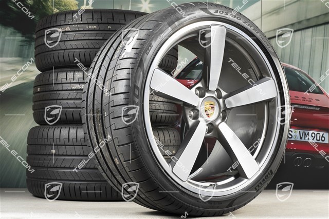  | 20+21-inch summer wheel set Carrera Exclusive Design, rims 8,5J  x 20 ET53 + 11,5J x 21 ET67 + Goodyear summer tyres 245/35 R20 + 305/30  R21, with TPM / new / 911 992 / 601-01 Summer wheel sets / 992044660L