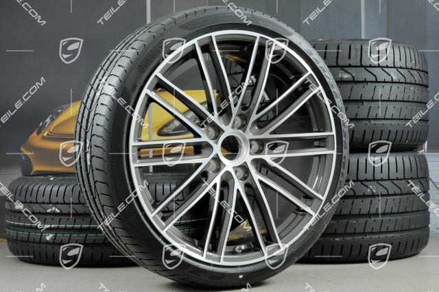 20" koła letnie, komplet 911 Turbo IV, felgi 11,5J x 20 ET56 + 9J x 20 ET51 + opony letnie Pirelli 305/30 ZR20 + 245/35 ZR20, Titan