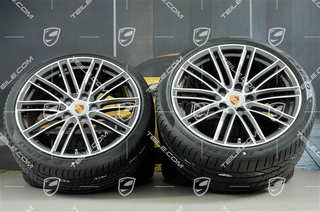 20" koła letnie, komplet 911 Turbo IV, felgi 11,5J x 20 ET56 + 9J x 20 ET51 + NOWE opony letnie 305/30 ZR20 + 245/35 ZR20, Titan, minimalne ślady