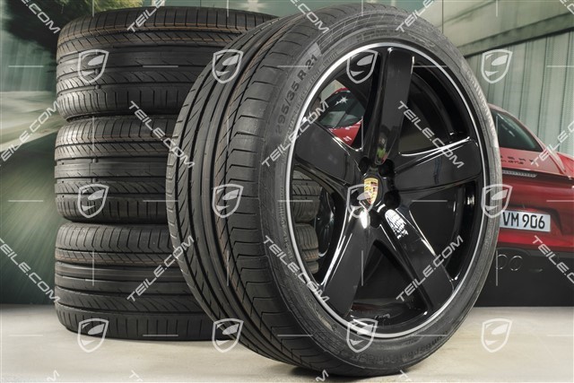 21-inch "Sport Classic" black (high gloss) summer wheels set, rims 9J x 21 ET26 + 10J x 21 ET19, Continental summer tyres 265/40 R 21 + 295/35 R 21, with TPMS