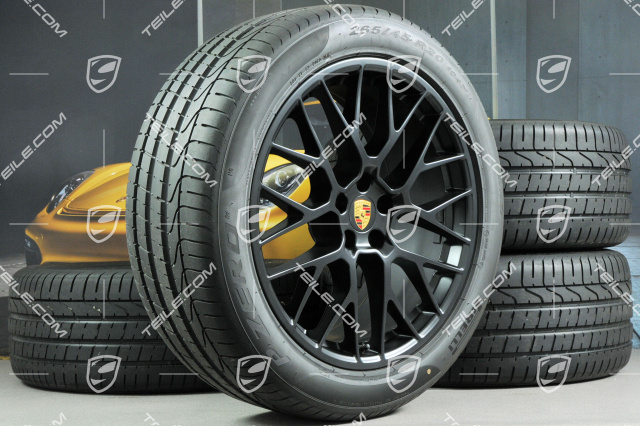 20" "RS Spyder Design" in Schwarz (seidenglanz), Sommerräder Satz, Felgen 9J x 20 ET26 + 10J x 20 ET19 + NEUE Pirelli Sommerreifen 265/45 R 20 + 295/40 R 20, mit RDK-Sensoren