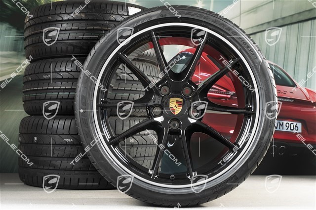 20-inch Carrera S III summer wheel set, 8,5J x 20 ET51 + 11J x 20 ET52 + tyres 245/35 ZR20 + 305/30 ZR20, with TPMS, black high gloss