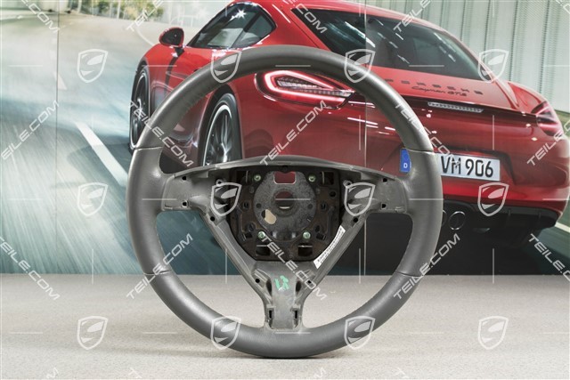 3-spoke steering wheel, Stone grey, leather