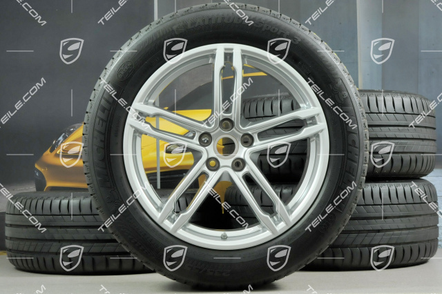 19-inch "Macan Turbo" summer wheels set, rims 8J x 19 ET21 + 9J x 19 ET21, summer tyres Michelin 235/55 R 19 + 255/50 R 19, with TPMS