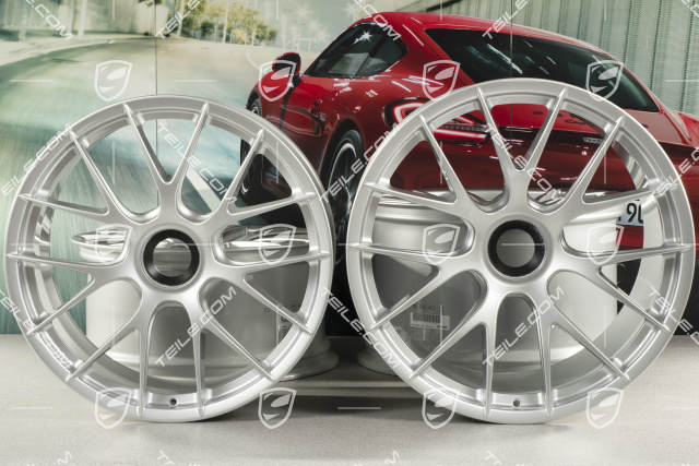 20"+21" GT2RS/GT3RS Magnesium Felgensatz, Felgen 9,5 J x 20 ET50 + 12,5 J x 21 ET48, Brilliantsilber