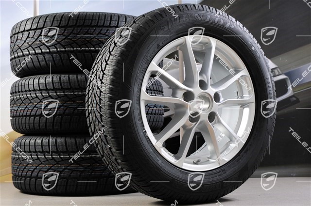 18-inch winter wheels set "Cayenne" facelift 2014->, alloy rims 8J x 18 ET53 + Dunlop winter tyres 255/55 R18, with TPM