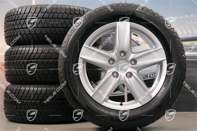 18-inch Cayenne S III winter wheel set, 4x wheels 8 J x 18 ET 53 + 4x winter tyres Michelin 255/55 R18  (DOT 2013), with TPMS