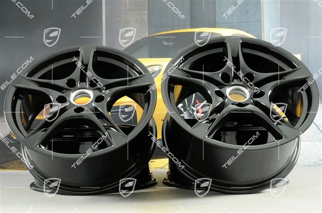 18-inch Cayman S II wheel set (Facelift), 8J x 18 ET57 + 9J x 18 ET43, black high gloss