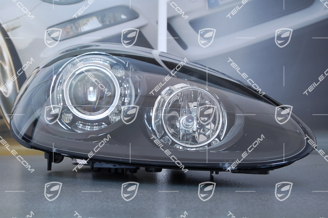 Xenon headlight, without control unit and D1S xenon bulb, with curve light, ECE, daytime running light, black, R