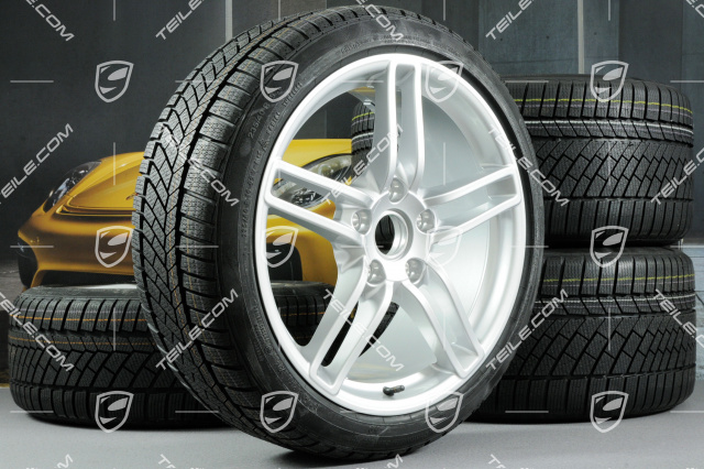 19" winter wheel set Carrera, wheels 8,5J x 19 ET54 + 11J x 19 ET48 + Continental winter tyres 235/40 R19 + 295/35 R19, without TPMS.