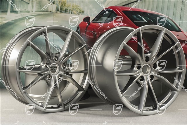 20" Felgensatz Carrera S IV, Felgen 8,5 J x 20 ET49 + 11,5 J x 20 ET56, Platinum Seidenmatt