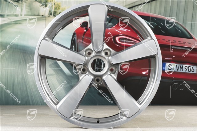 20+21-inch wheel rim set Carrera Exclusive, rims: front 8,5J x 20 ET53 + rear 11,J x 21 ET67, Platinum Silver