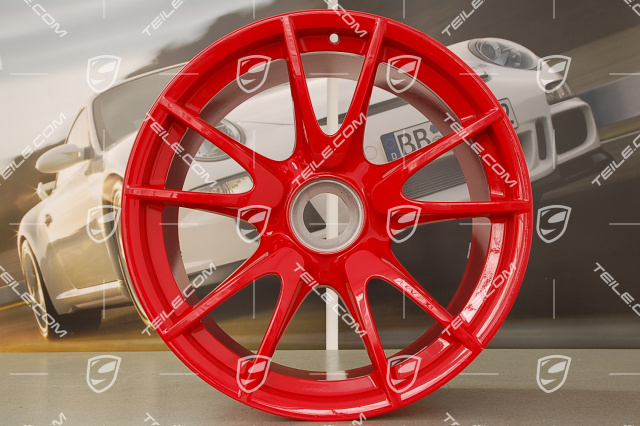 19-inch GT3 II RS 4.0 / GT2 RS wheel set, Guards Red, front 9J x 19 ET47+ rear 12J x 19 ET48