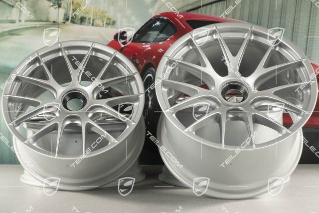 20"+21" GT2RS/GT3RS Magnesium Felgensatz, Felgen 9,5 J x 20 ET50 + 12,5 J x 21 ET48, Brilliantsilber