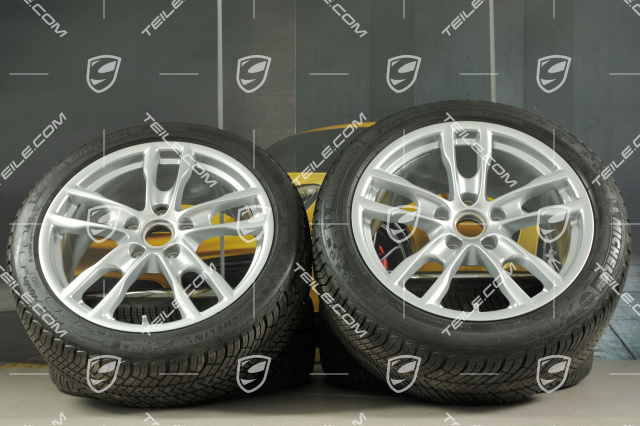 19" winter wheel set Boxster S, rims 8J x 19 ET57 + 9,5J x 19 ET45, tyres Michelin Pilot Alpin 4 235/40 R19 + 265/40 R19, with TPMS.