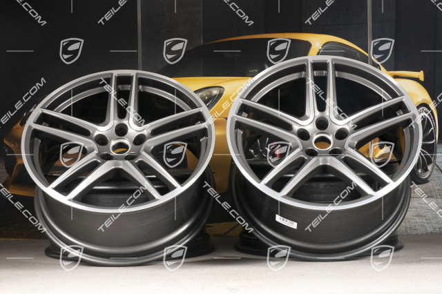 20-inch wheel rim set "Macan Turbo", 9J x 20 ET26 + 10J x 20 ET19, BORBET, Titanium