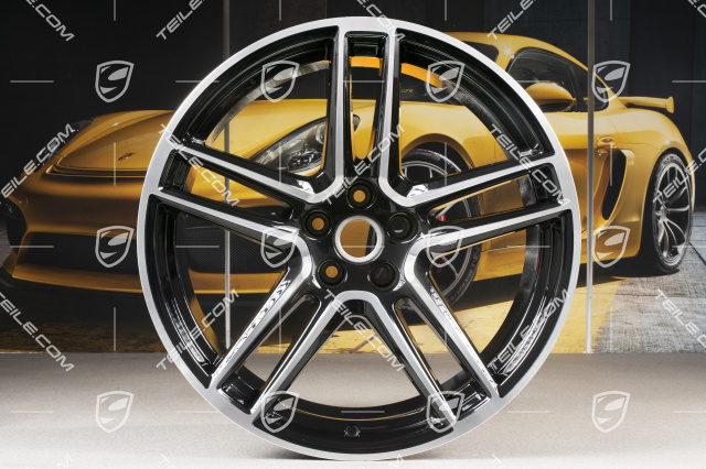 20-inch alloy wheel "Macan Turbo", 9J x 20 ET26 + 10J x 20 ET19, BORBET, Jet Black Met.