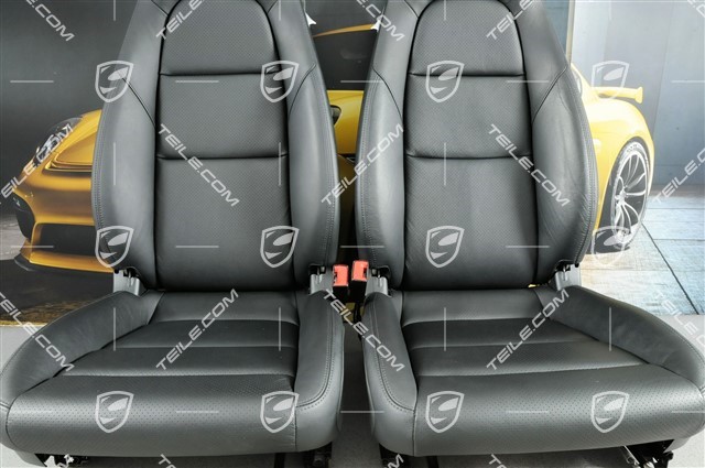 Seats, manual adjustment, heated, leatherette, black, set (L+R)