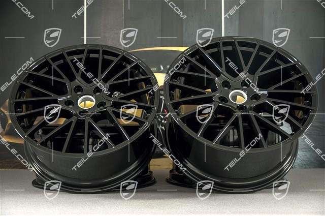 21-inch wheel rim set Cayenne RS Spyder, 11J x 21 ET58 + 9,5J x 21 ET46, black high gloss