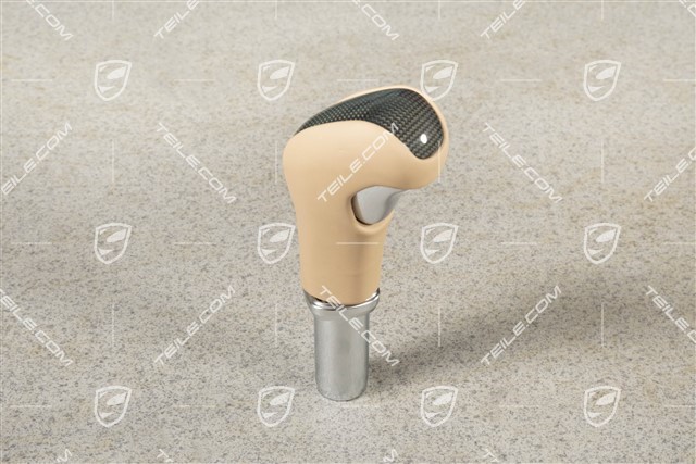 Gearshift knob carbon, leather, Luxor Beige