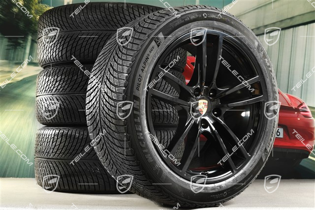 21-inch Cayenne COUPÉ Turbo Design winter wheel set, rims 9,5J x 21 ET46 + 11,0J x 21 ET49 + Michelin winter tyres 285/45 R21 + 305/40 R21, with TPMS, black high gloss