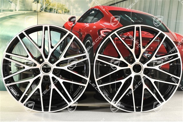 21-inch wheel rim set Cayenne RS Spyder Design, 11J x 21 ET58 + 9,5J x 21 ET46, black high gloss