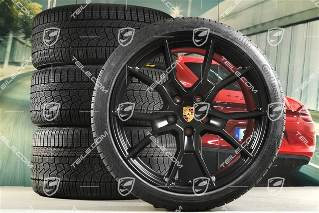 21" RS Spyder Design Winterräder Satz, Felgen 9,5J x 21 ET60 + 11,5J x 21 ET66 + NEUE Continental Winter Contact TS860 S Winterreifen 265/35 R21 + 305/30 R21, schwarz seidenmatt