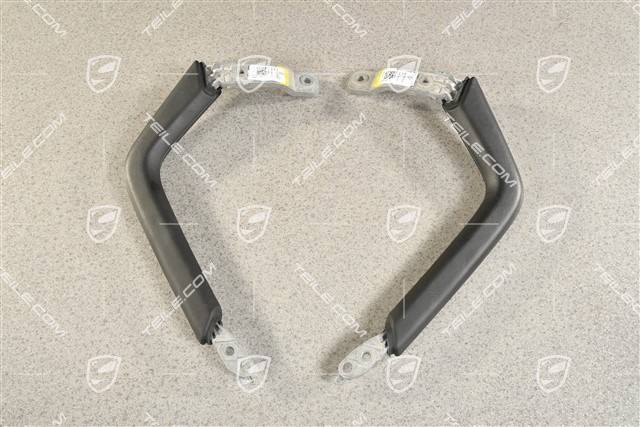 Grab handle set, centre console, Leather, Black, L+R