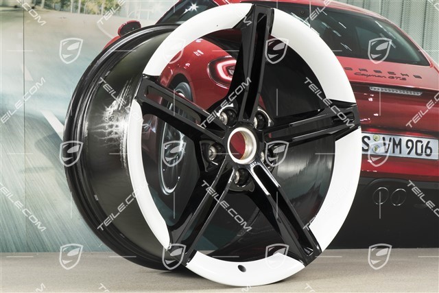 21-inch wheel rim Mission E Design, 11,5J x 21 ET66, black high gloss/Carrera white metallic