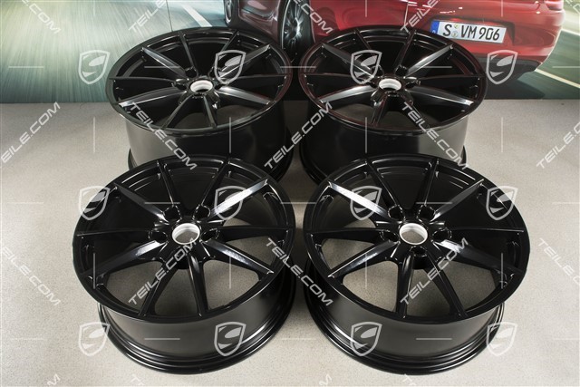 20+21-inch wheel rim set Carrera S, rims: front 8,5J x 20 ET53 + rear 11,J x 21 ET67, black high gloss
