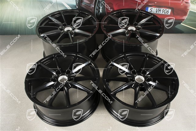 20+21" Komplet felg Carrera S, felgi: przednie 8,5J x 20 ET53 + tylne 11,5J x 21 ET67, czarny wysoki połysk