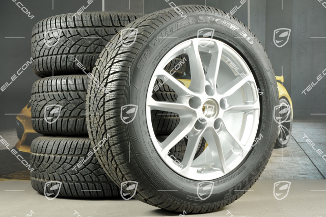 18" Winterräder Satz "Cayenne" Facelift 2014->, Felgen 8J x 18 ET53 + Dunlop Winterreifen 255/55 R18, mit RDK-Sensoren