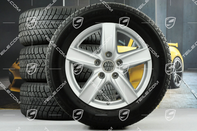 18-inch Cayenne S III winter wheel set, wheels 8 J x 18 ET 53 + NEW winter tyres Michelin 255/55 R 18 109V XL M+S, with TPMS