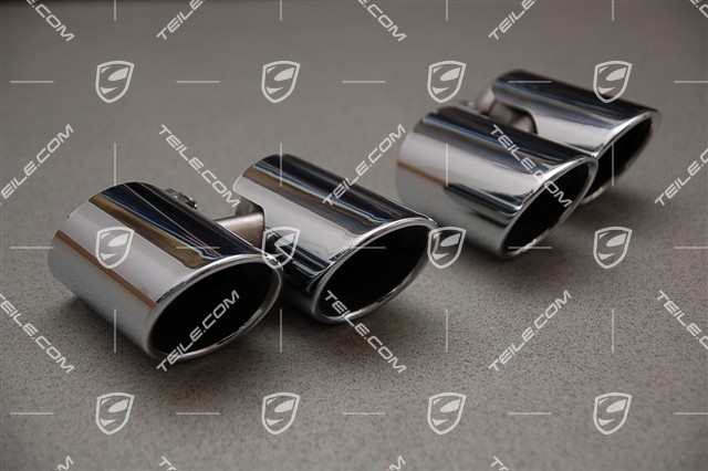 Sports tail pipes, 2 dual tail pipes from chrome plated stainless steel, high gloss, note: not compatible with sports exhaust system, for C2S/C4S