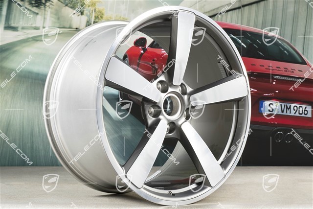 20+21-inch wheel rim set Carrera Exclusive, rims: front 8,5J x 20 ET53 + rear 11,J x 21 ET67, Platinum Silver