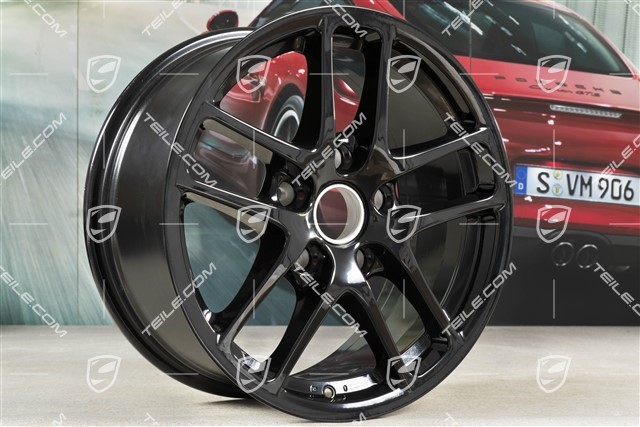 17-inch Cayman wheel set, front 6,5J x 17 ET55 + rear 8J x 17 ET40, black high gloss