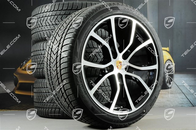21-inch Cayenne Exclusive Design winter wheel set, rims 9,5J x 21 ET46 + 11,0J x 21 ET58 + Pirelli winter tyres 275/40 R21 + 305/35 R21, with TPMS, Jet Black Metallic