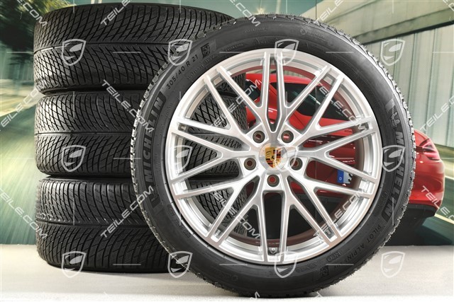 21-inch Cayenne COUPE "RS Spyder Design" winter wheel set, rims 9,5J x 21 ET46 + 11,0J x 21 ET49 + NEW Michelin Pilot Alpin 5 SUV winter tyres 285/45 R21 + 305/40 R21, with TPMS