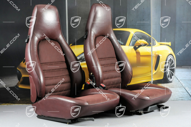 Seats, Leatherette Centre part Porsche lettering cloth, Burgundy, L+R